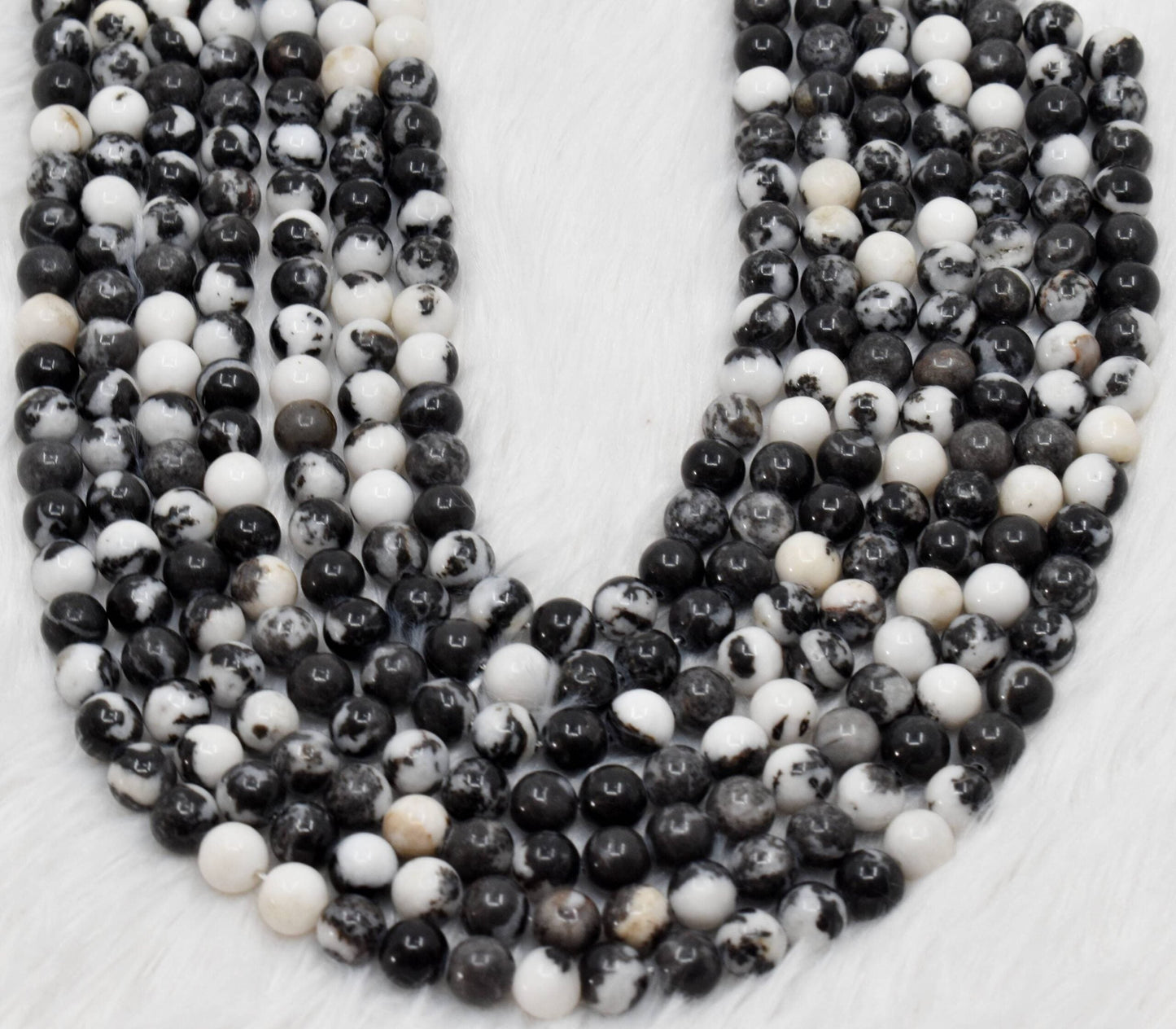 Black & White Zebra Jasper Gemstone Beads