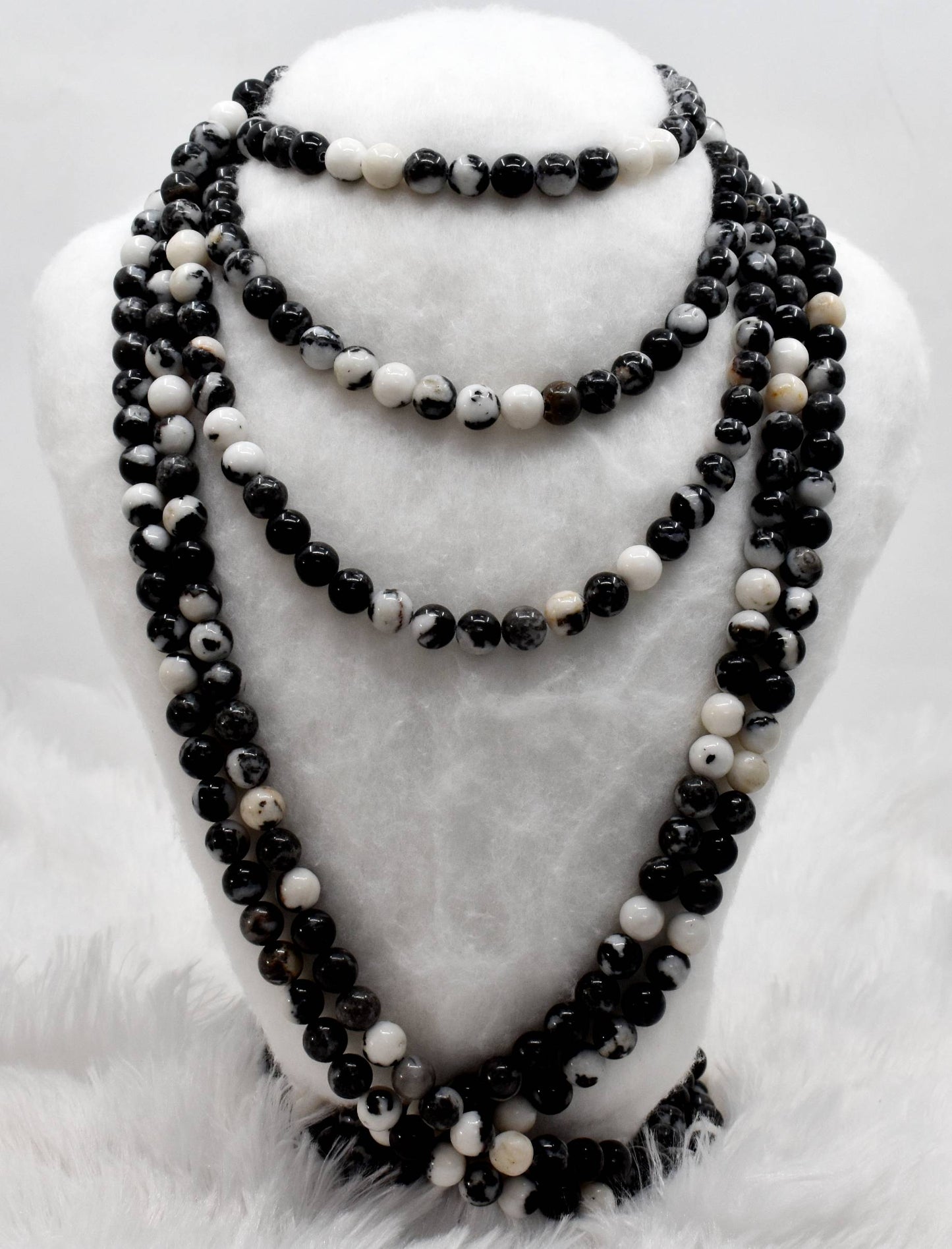Black & White Zebra Jasper Gemstone Beads