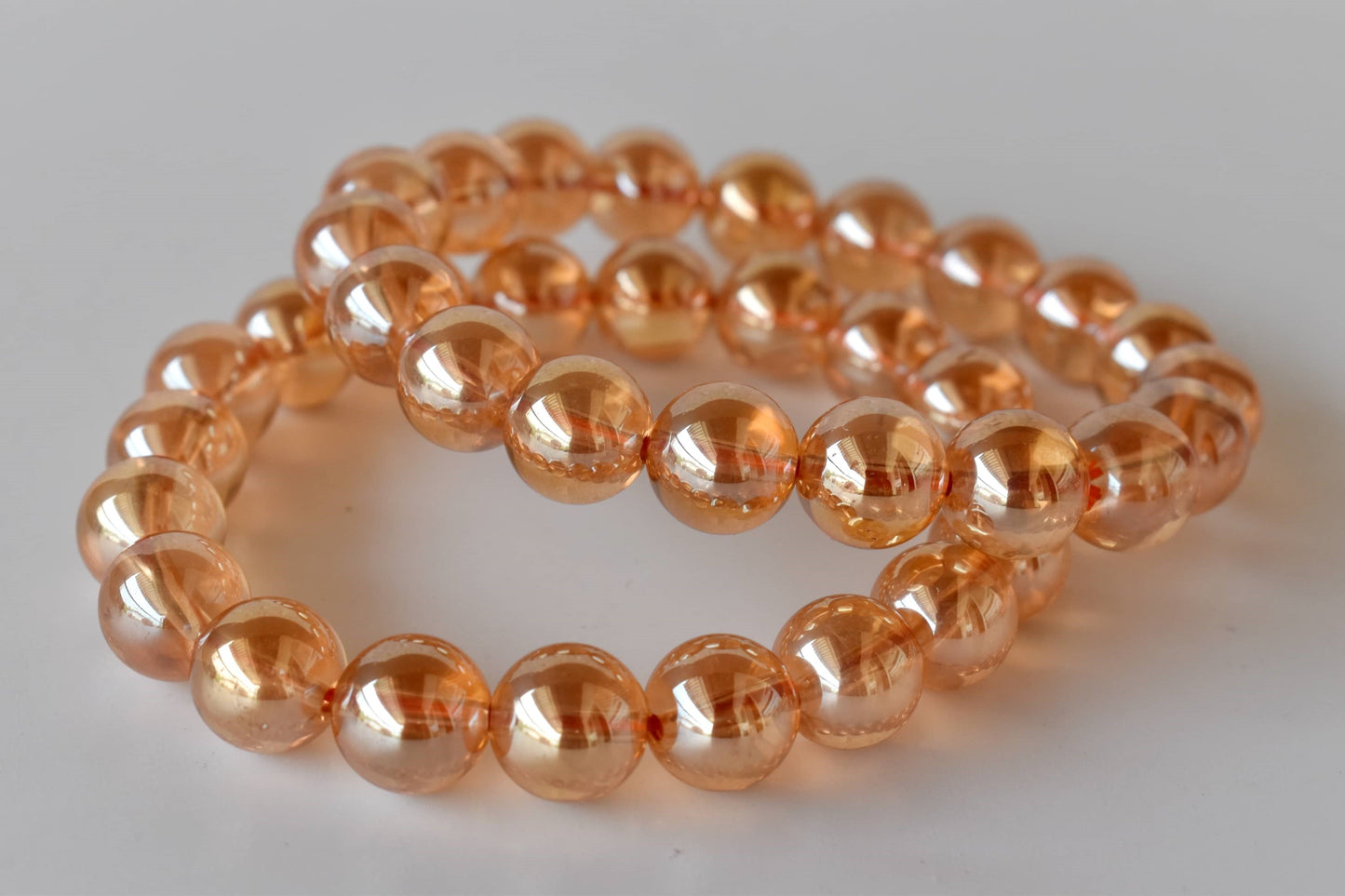 Aura Quartz Citrine Bracelet, Round Beaded Bracelet
