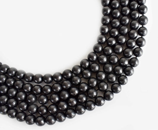 Black Shungite Gemstone Beads