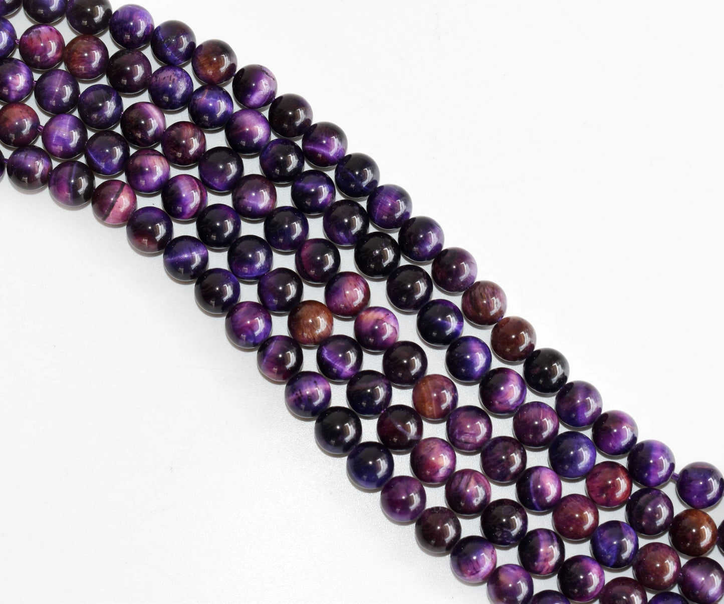 Tiger Cats Eye Violet Gemstone Beads