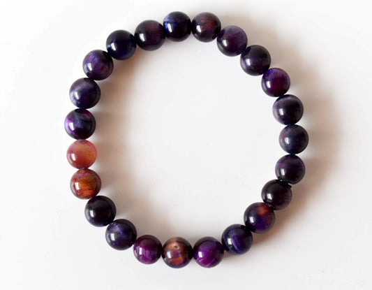 Tiger Cats Eye Violet Gemstone Bracelet