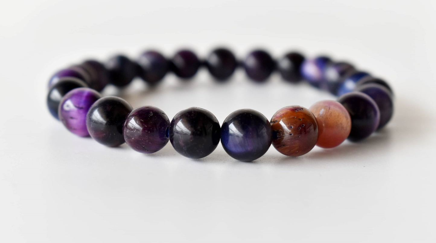 Tiger Cats Eye Violet Gemstone Bracelet