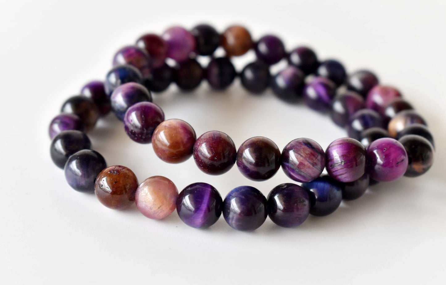 Tiger Cats Eye Violet Gemstone Bracelet