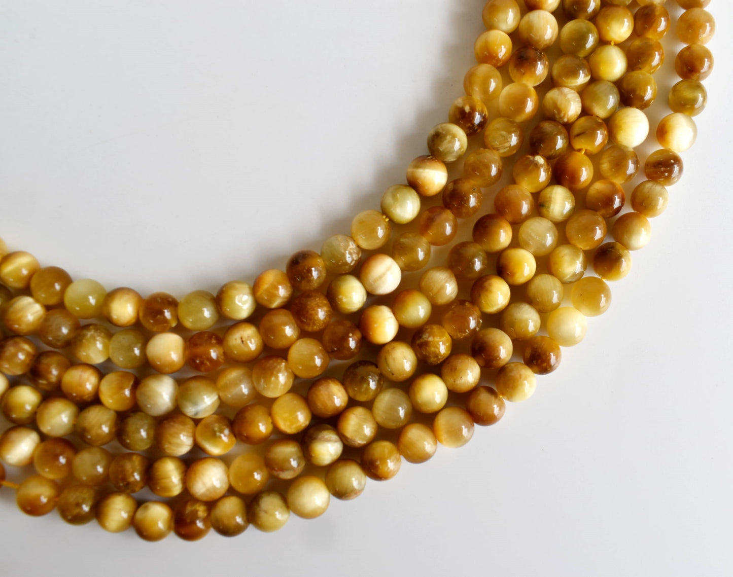 Tiger Cats Eye Yellow Gemstone Beads