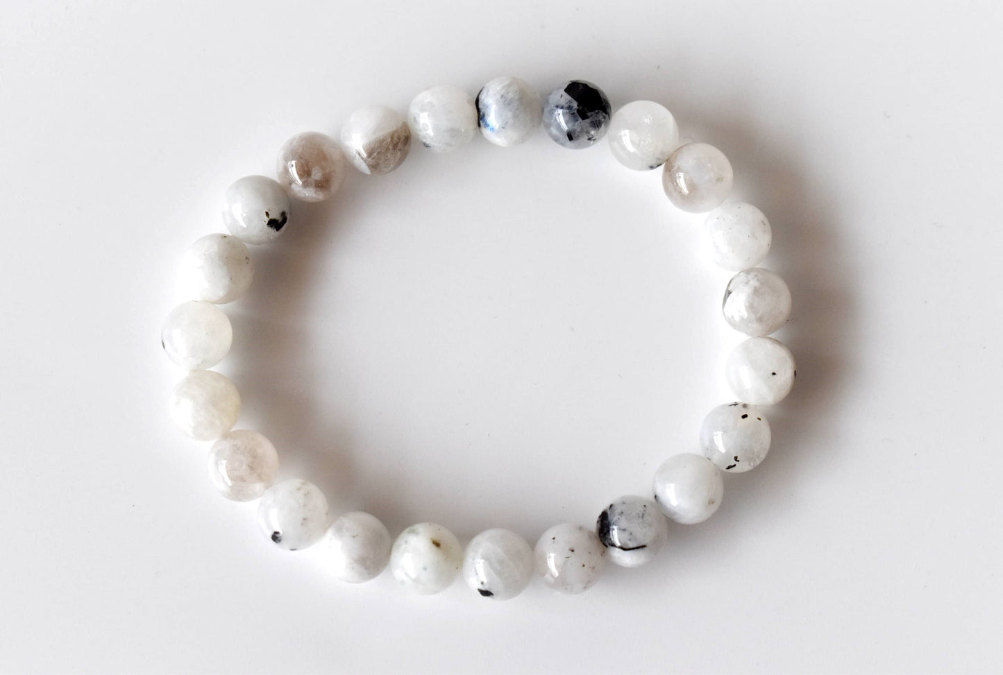 White Rainbow Moonstone Gemstone Bracelet