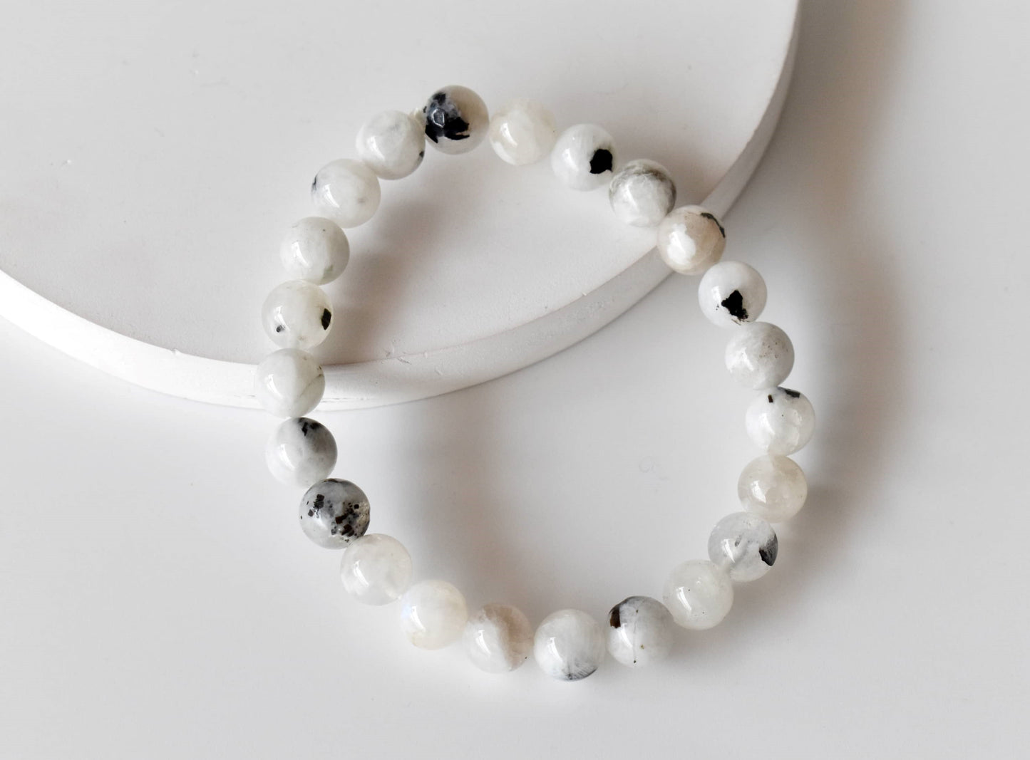 White Rainbow Moonstone Gemstone Bracelet