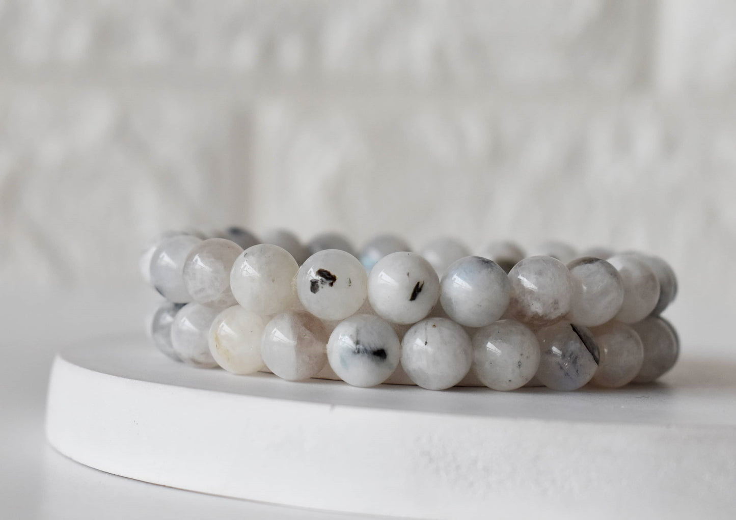 White Rainbow Moonstone Gemstone Bracelet