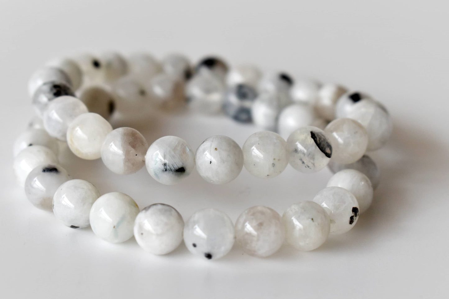 White Rainbow Moonstone Gemstone Bracelet