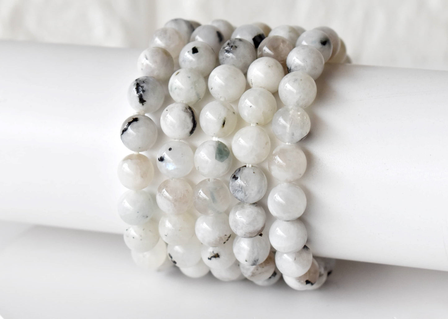 White Rainbow Moonstone Gemstone Bracelet