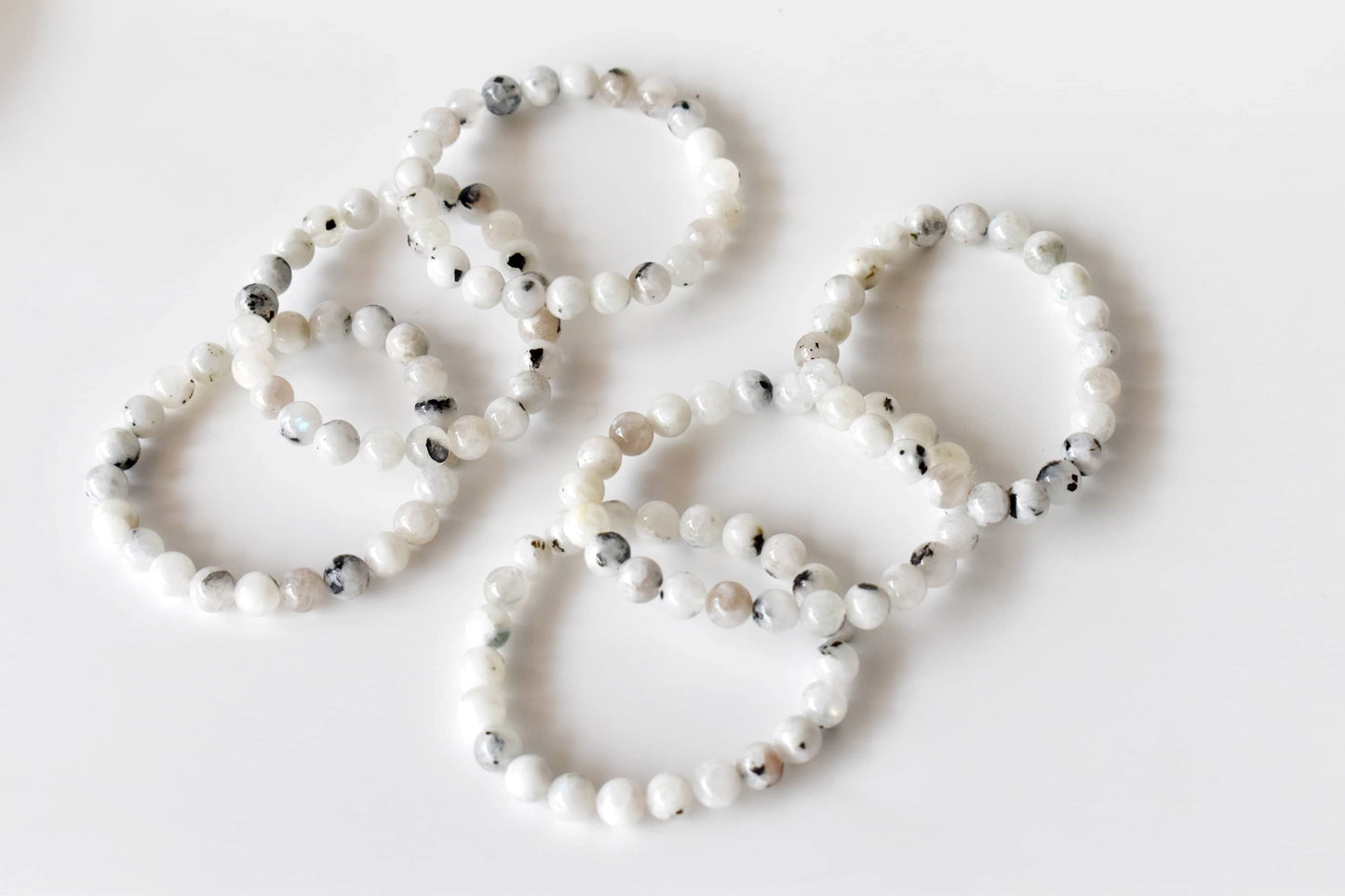 White Rainbow Moonstone Gemstone Bracelet