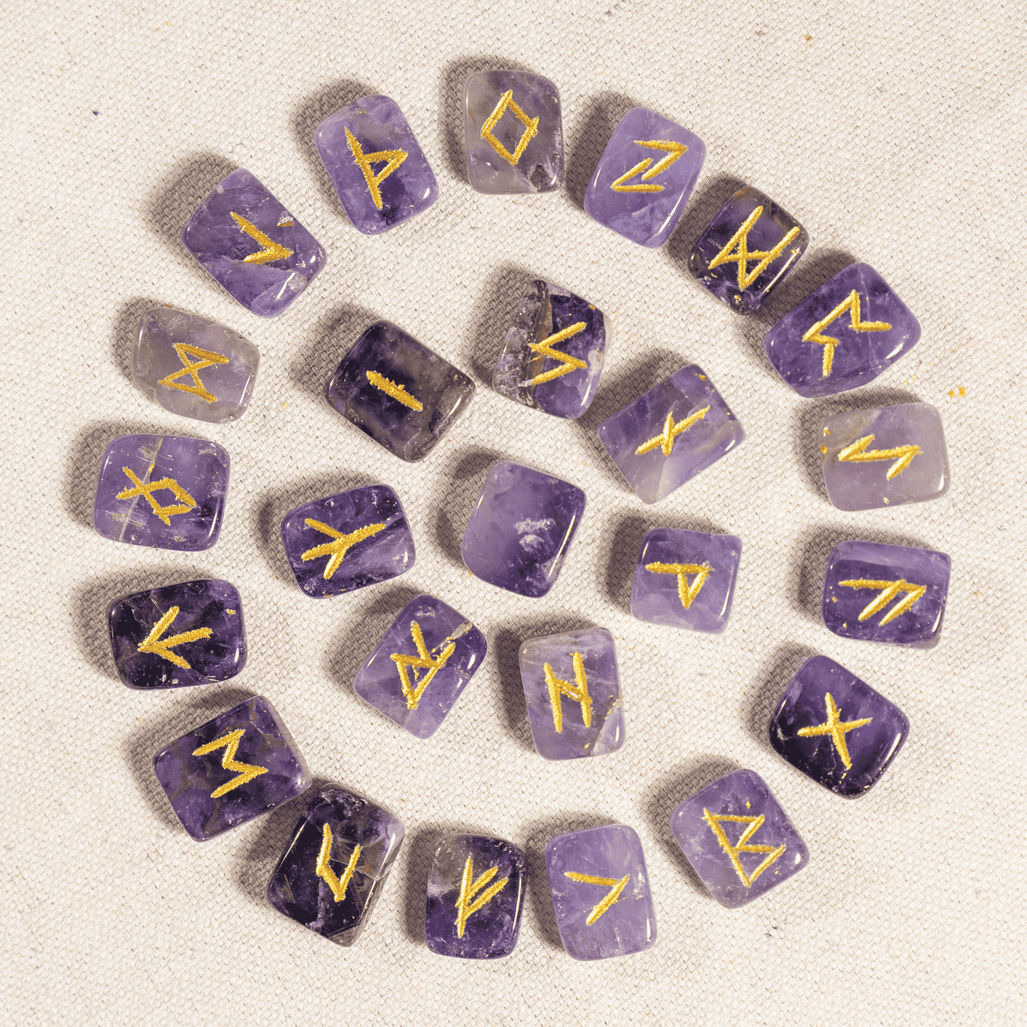 Amethyst Rune Sets with Black Velvet Pouch and Rune Card