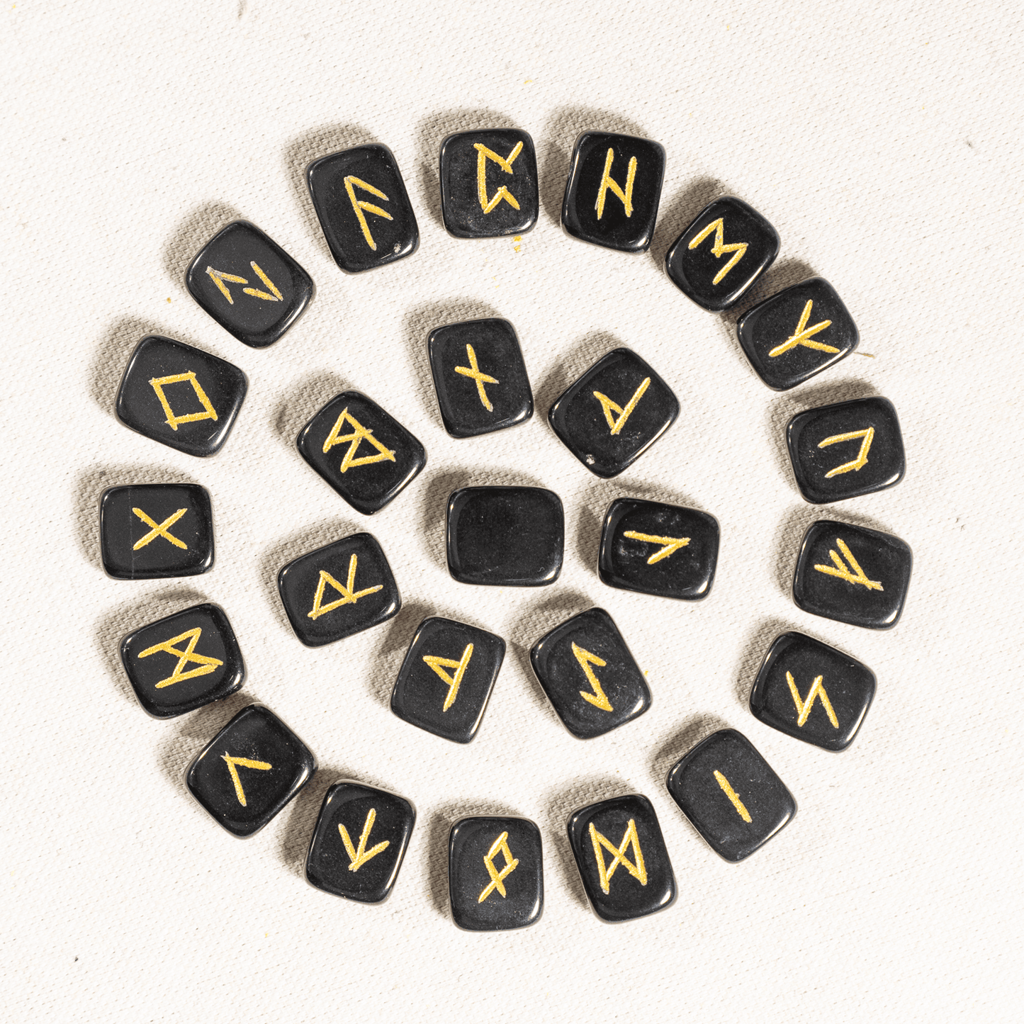 Black Jasper Rune Sets with Black Velvet Pouch and Rune Card