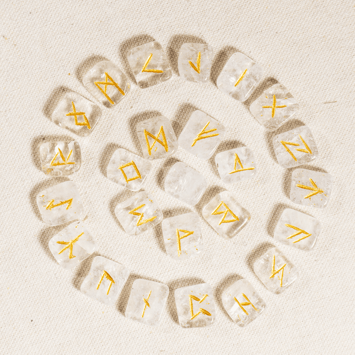 Crystal Quartz Rune Sets with Black Velvet Pouch and Rune Card