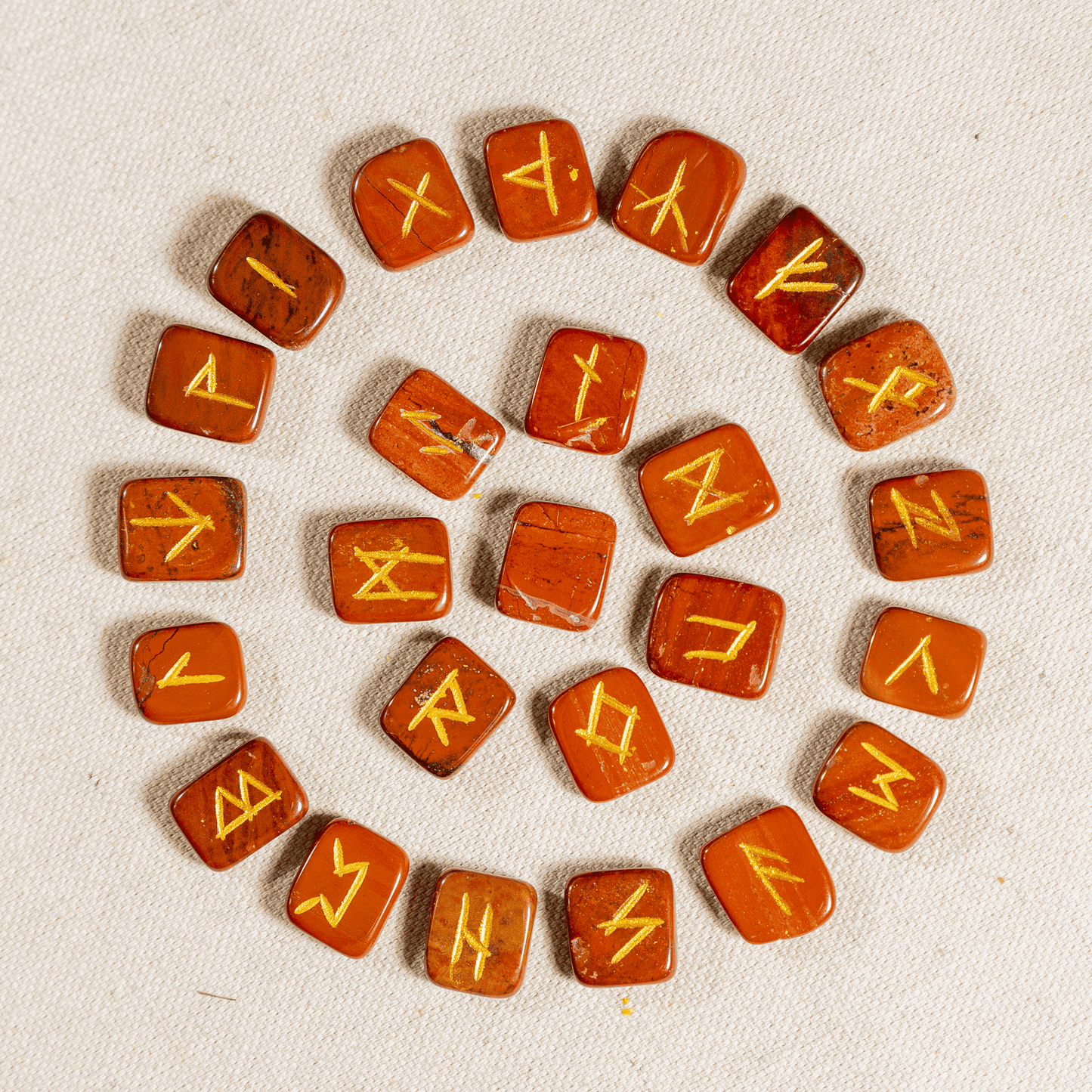 Red Jasper Rune Sets with Black Velvet Pouch and Rune Card