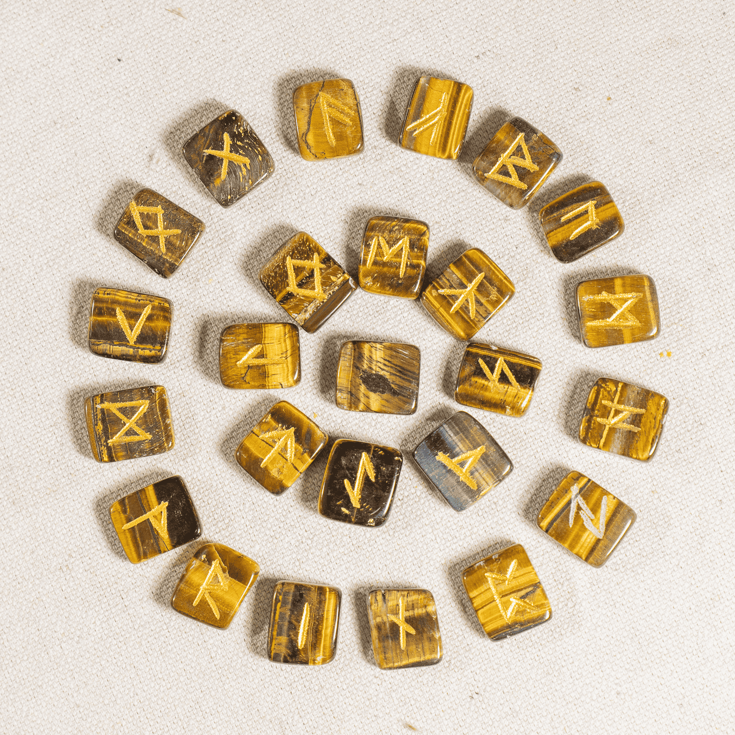 Tiger Eye Rune Sets with Black Velvet Pouch and Rune Card