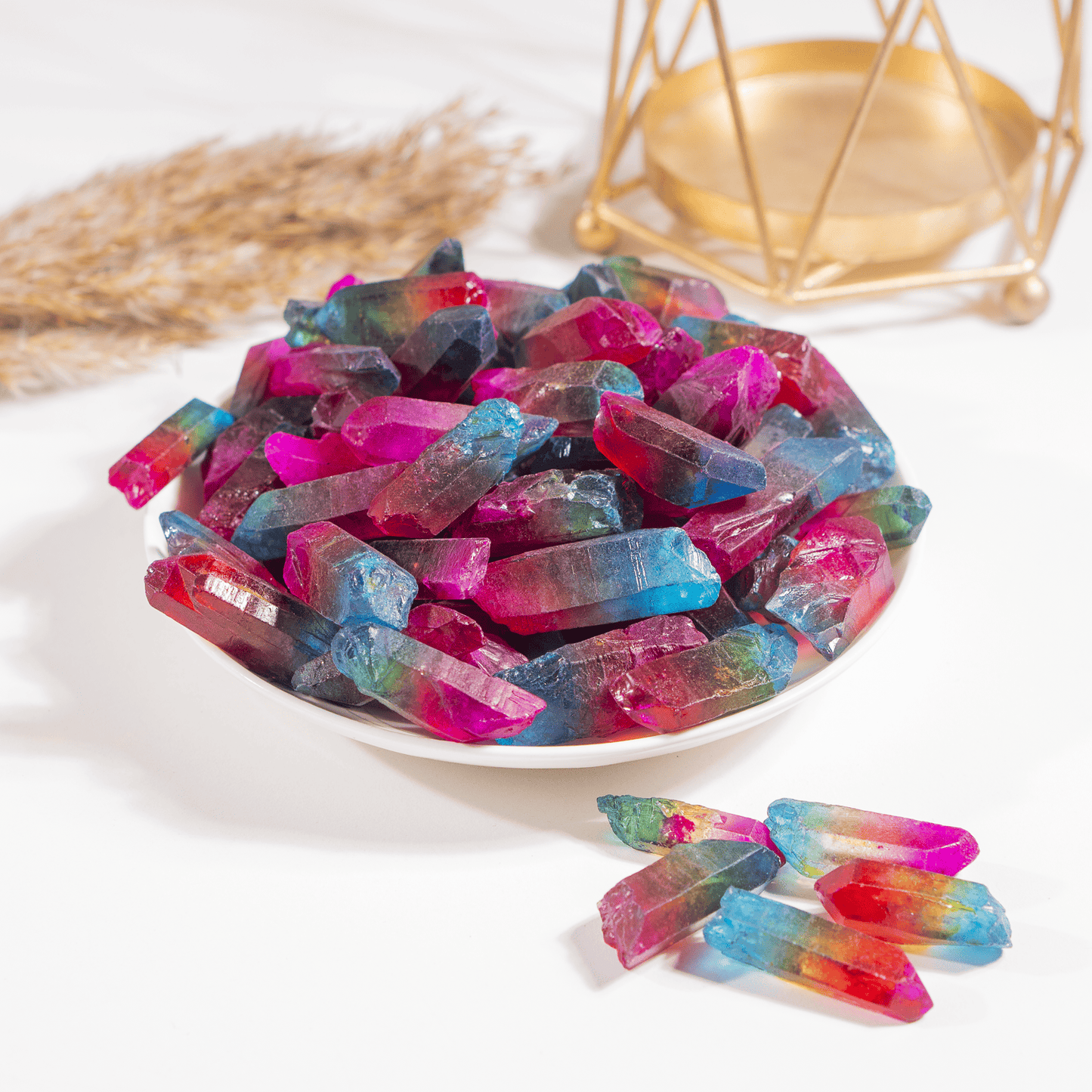 Rainbow Aura Quartz Points – Raw Aura Quartz Crystal Points, Natural Rainbow Quartz Healing Crystals