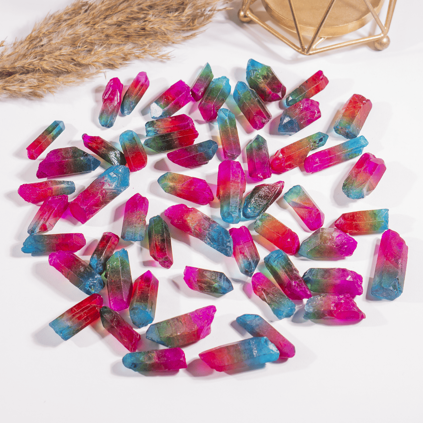 Rainbow Aura Quartz Points – Raw Aura Quartz Crystal Points, Natural Rainbow Quartz Healing Crystals