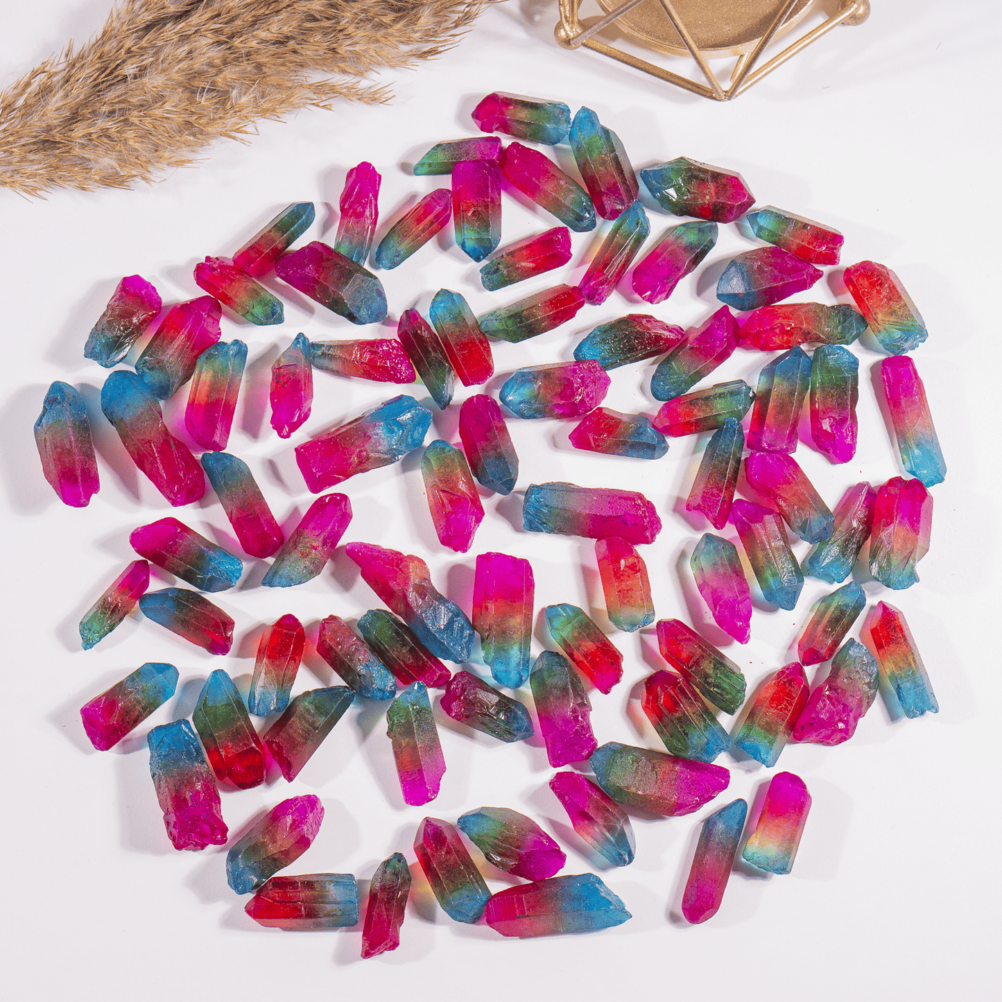 Rainbow Aura Quartz Points – Raw Aura Quartz Crystal Points, Natural Rainbow Quartz Healing Crystals