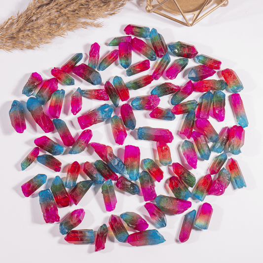 Rainbow Aura Quartz Points – Raw Aura Quartz Crystal Points, Natural Rainbow Quartz Healing Crystals