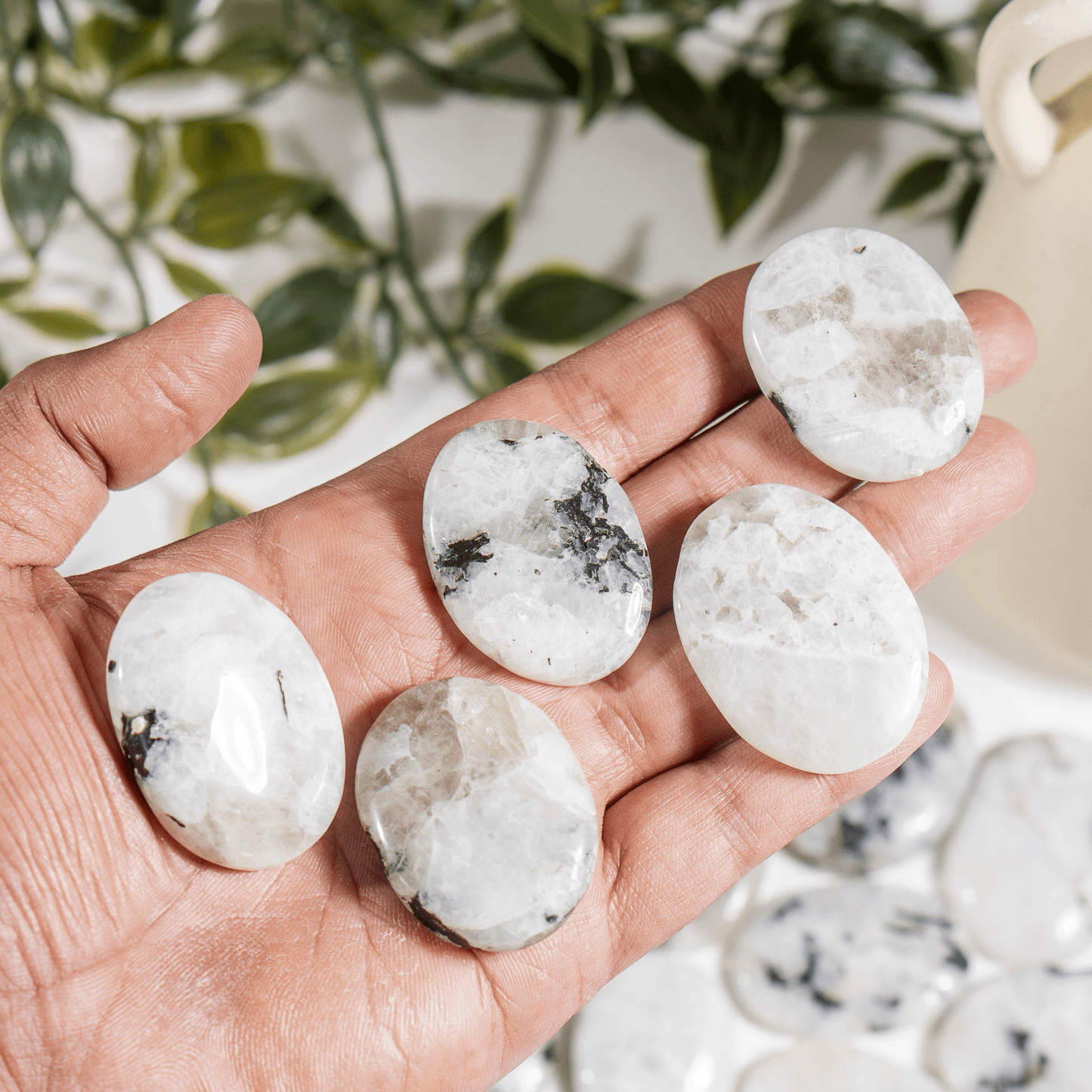 Genuine Rainbow Moonstone Flat Stone