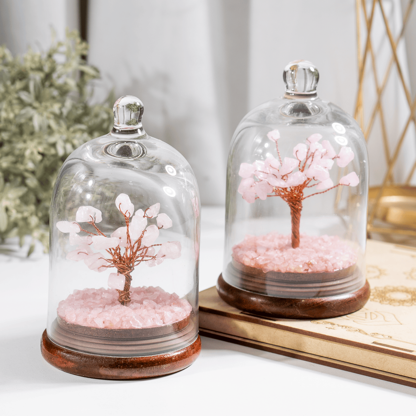 Rose Quartz Dome Tree | Natural Crystal Decor | Feng Shui Tree | Healing Gemstone Bonsai | Home, Office Decor