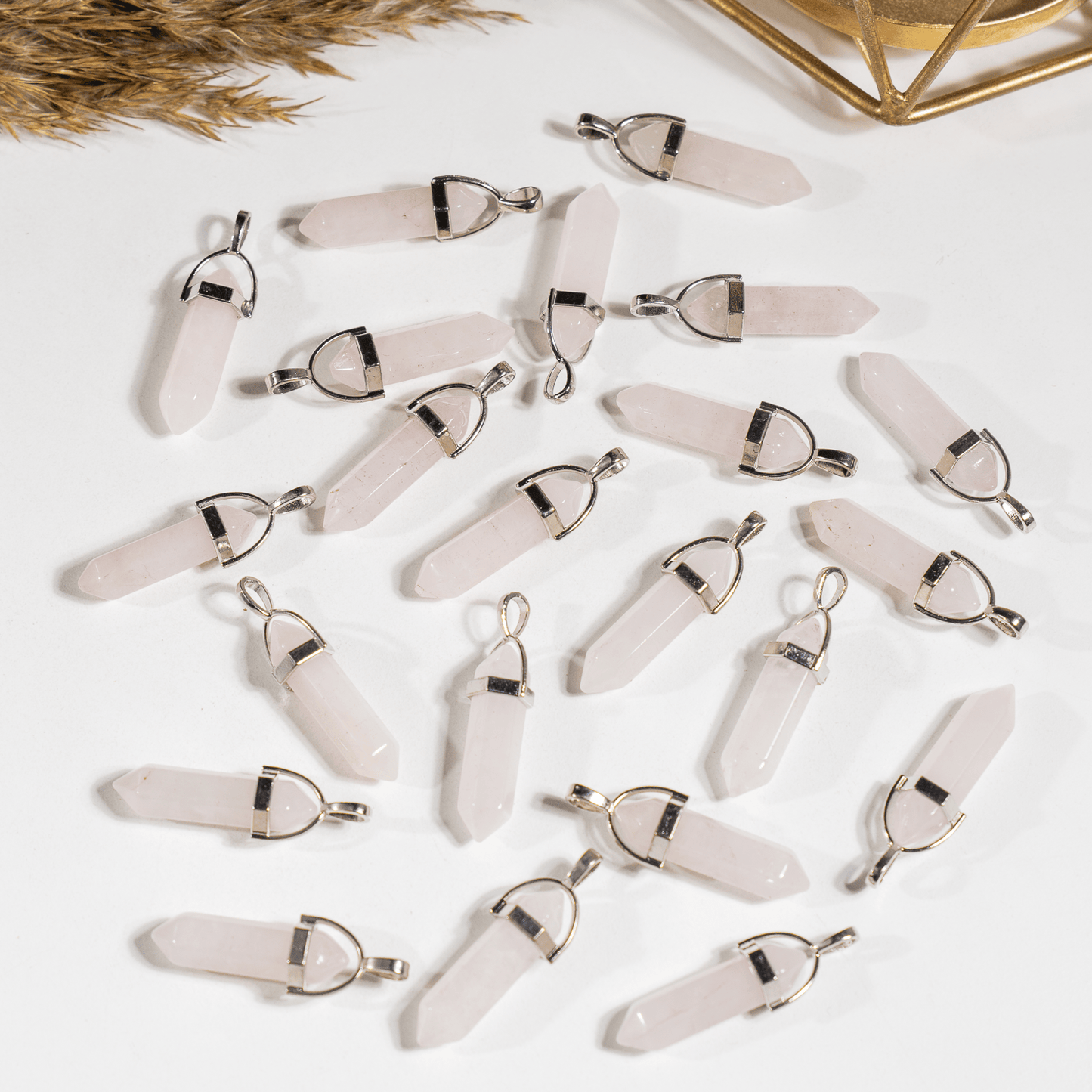 Rose quartz Crystal Pendant | Double Terminated Crystal Point | Natural Gemstone Jewelry | Pendant Necklace