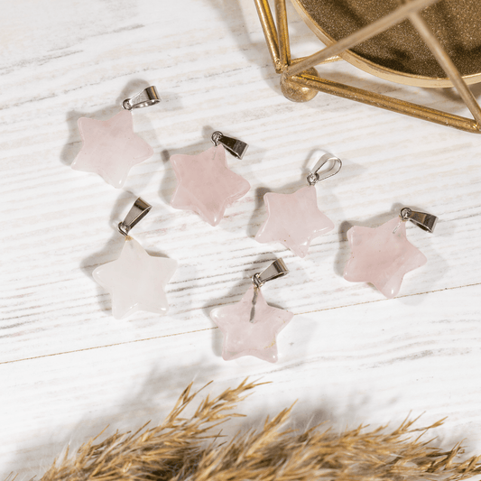 Rose Quartz Crystal Star Pendant | Natural Gemstone Pendant | Crystal Jewelry | Star Charm Pendant | Gift for Crystal Lovers