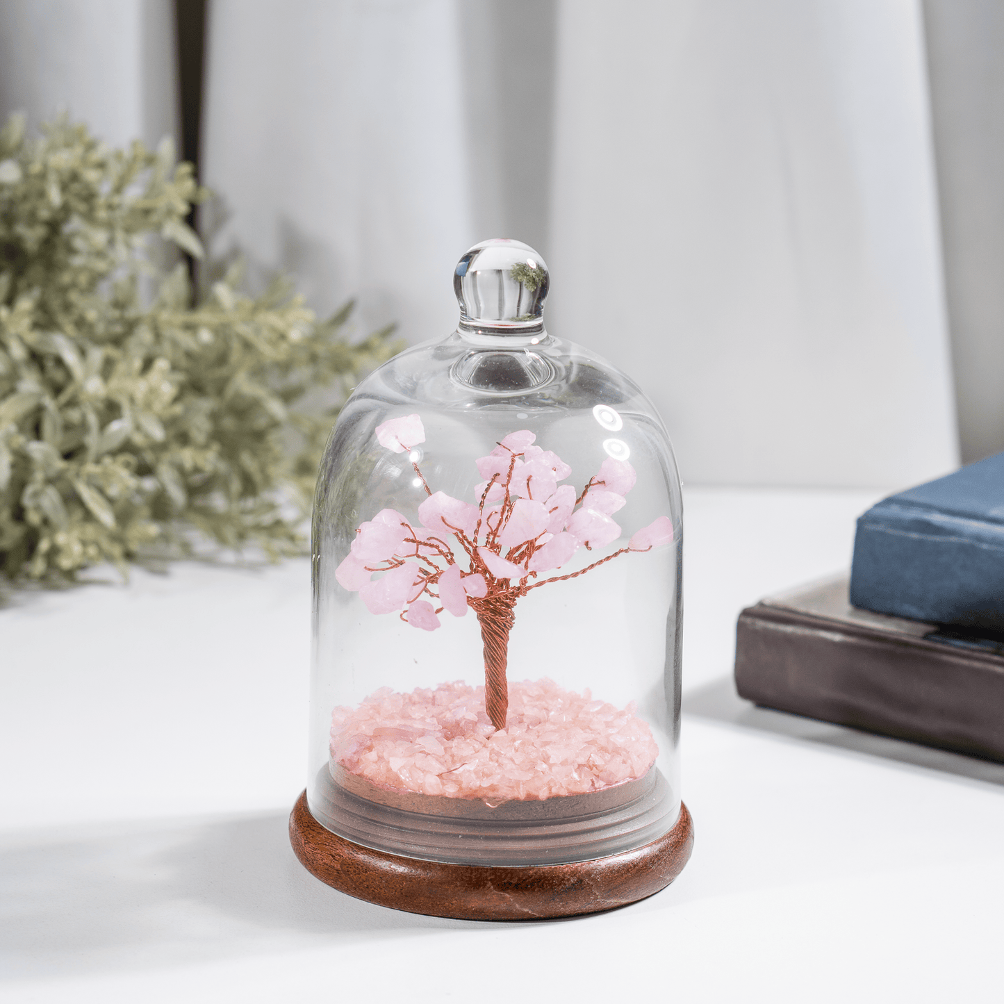 Rose Quartz Dome Tree | Natural Crystal Decor | Feng Shui Tree | Healing Gemstone Bonsai | Home, Office Decor
