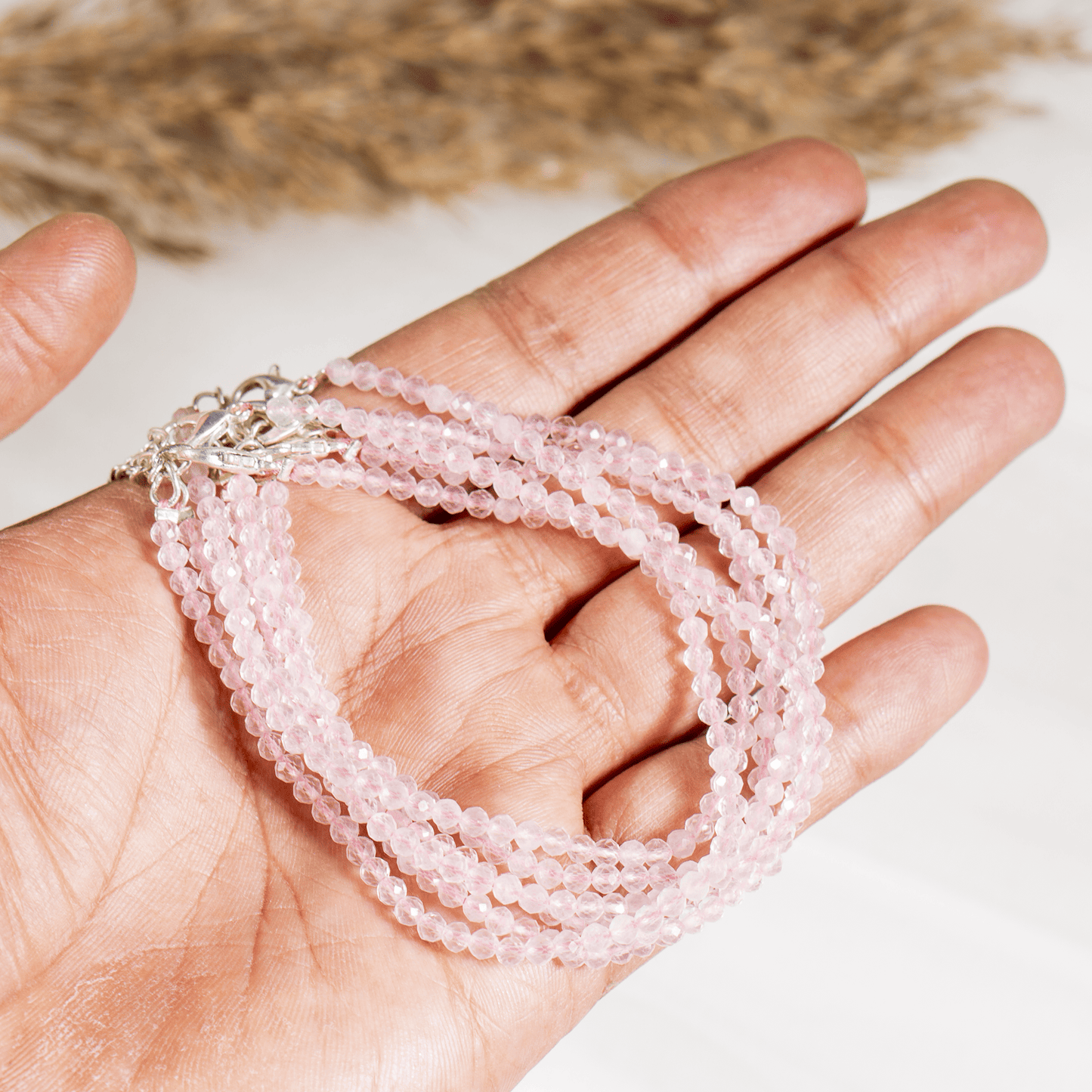 Rose Quartz Crystal Anklet | Natural Healing Crystal Anklet | Energy Protection & Spiritual Jewelry