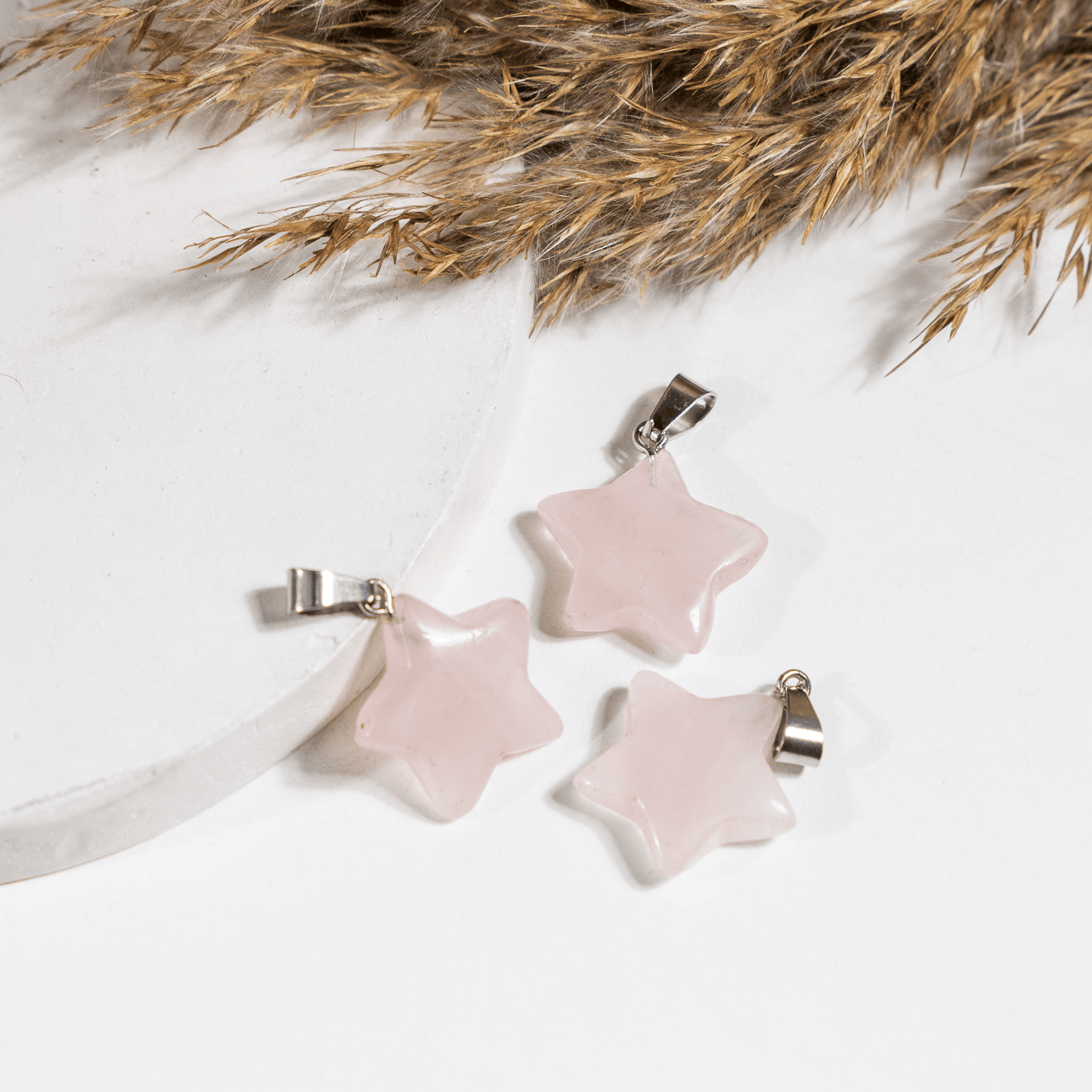Rose Quartz Crystal Star Pendant | Natural Gemstone Pendant | Crystal Jewelry | Star Charm Pendant | Gift for Crystal Lovers
