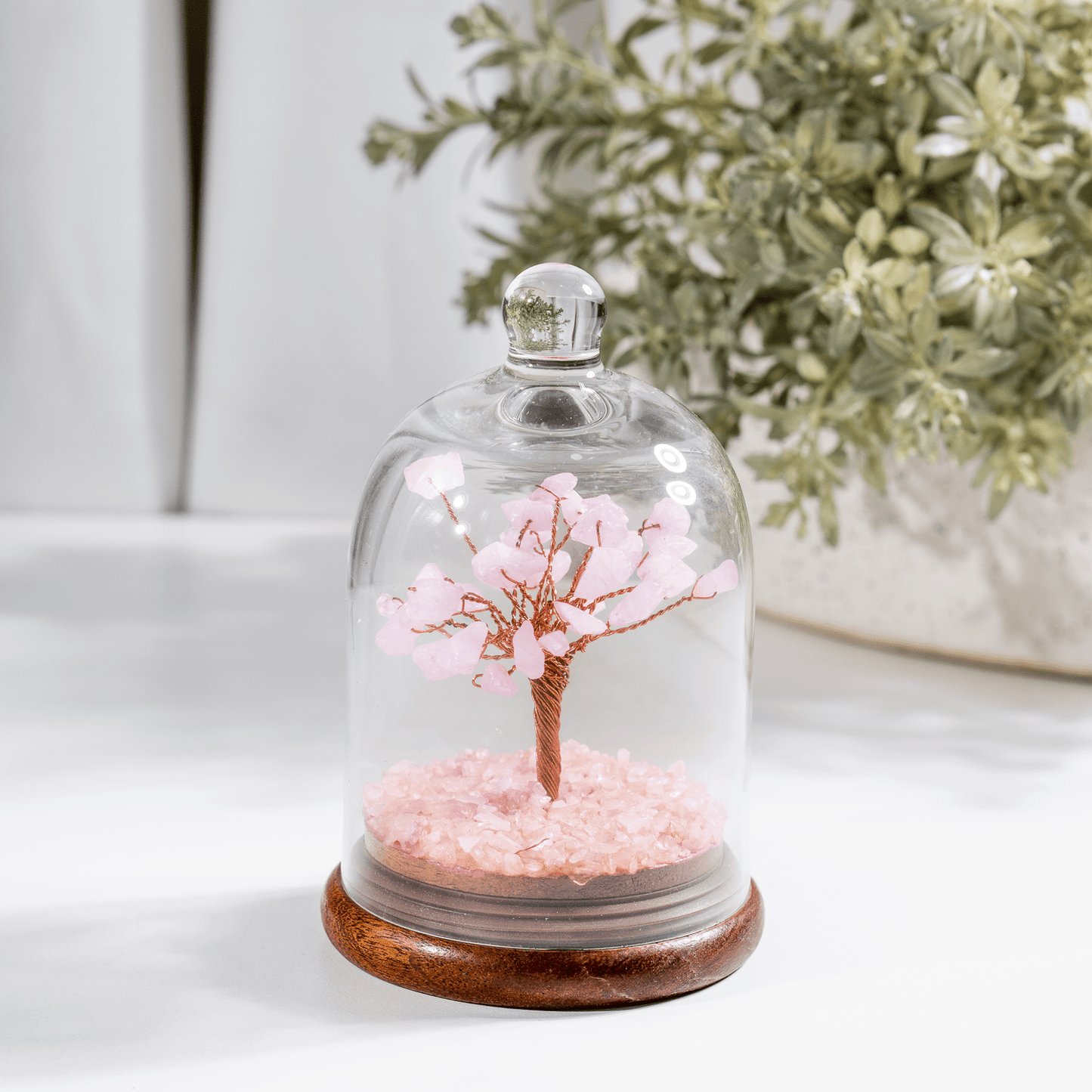 Rose Quartz Dome Tree | Natural Crystal Decor | Feng Shui Tree | Healing Gemstone Bonsai | Home, Office Decor