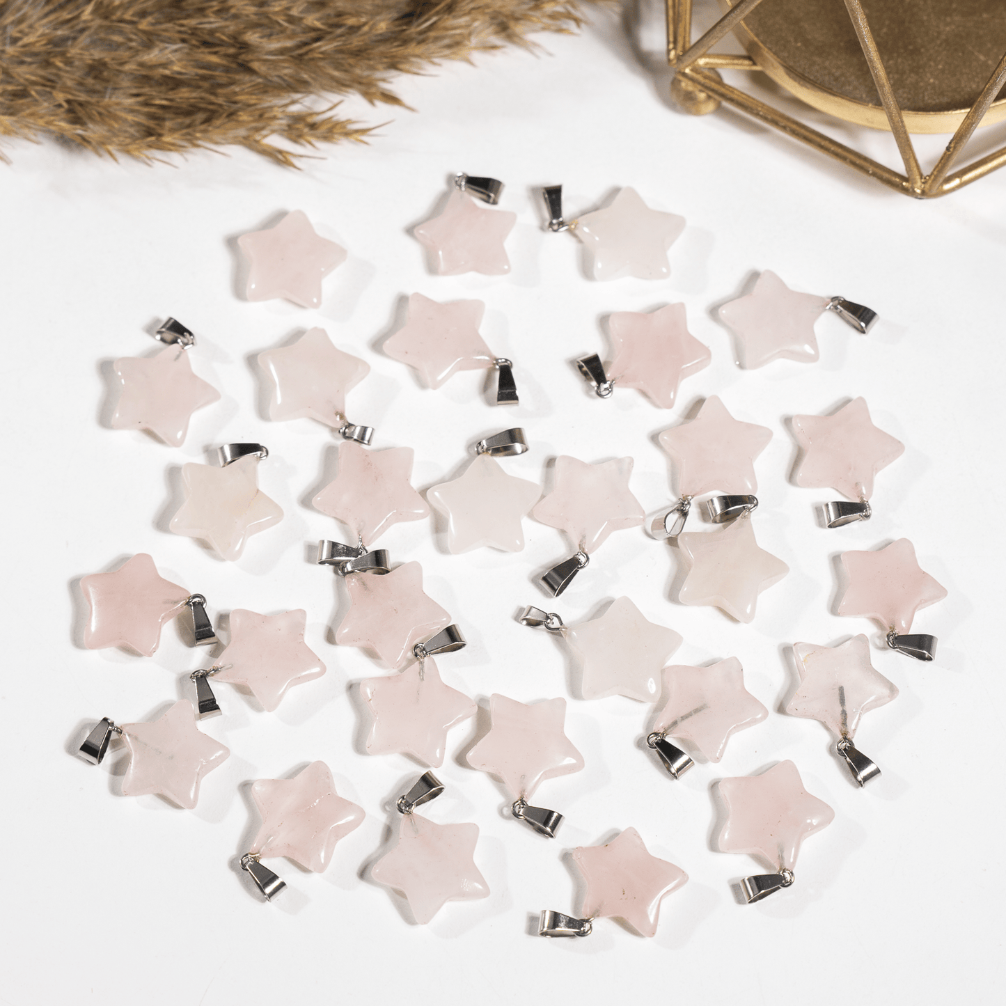 Rose Quartz Crystal Star Pendant | Natural Gemstone Pendant | Crystal Jewelry | Star Charm Pendant | Gift for Crystal Lovers
