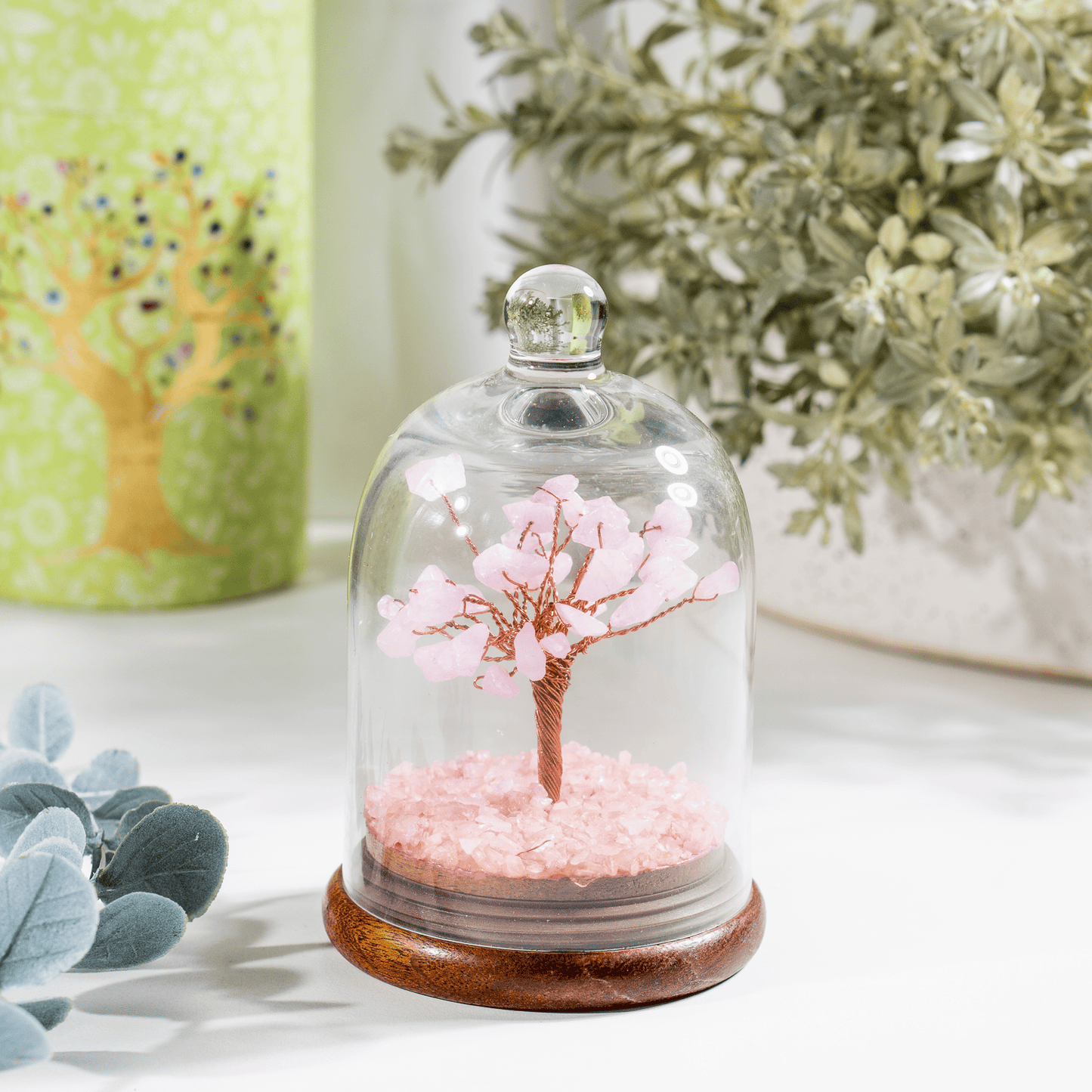 Rose Quartz Dome Tree | Natural Crystal Decor | Feng Shui Tree | Healing Gemstone Bonsai | Home, Office Decor