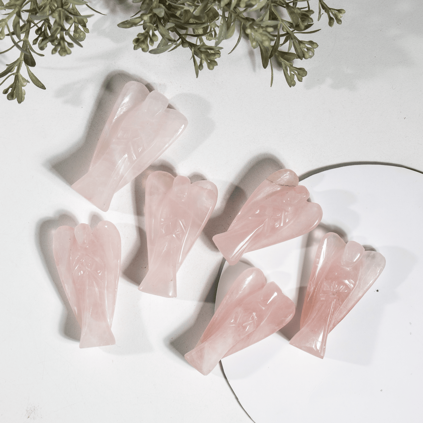 2'' Rose Quartz Angel, Gemstone Peace Angel