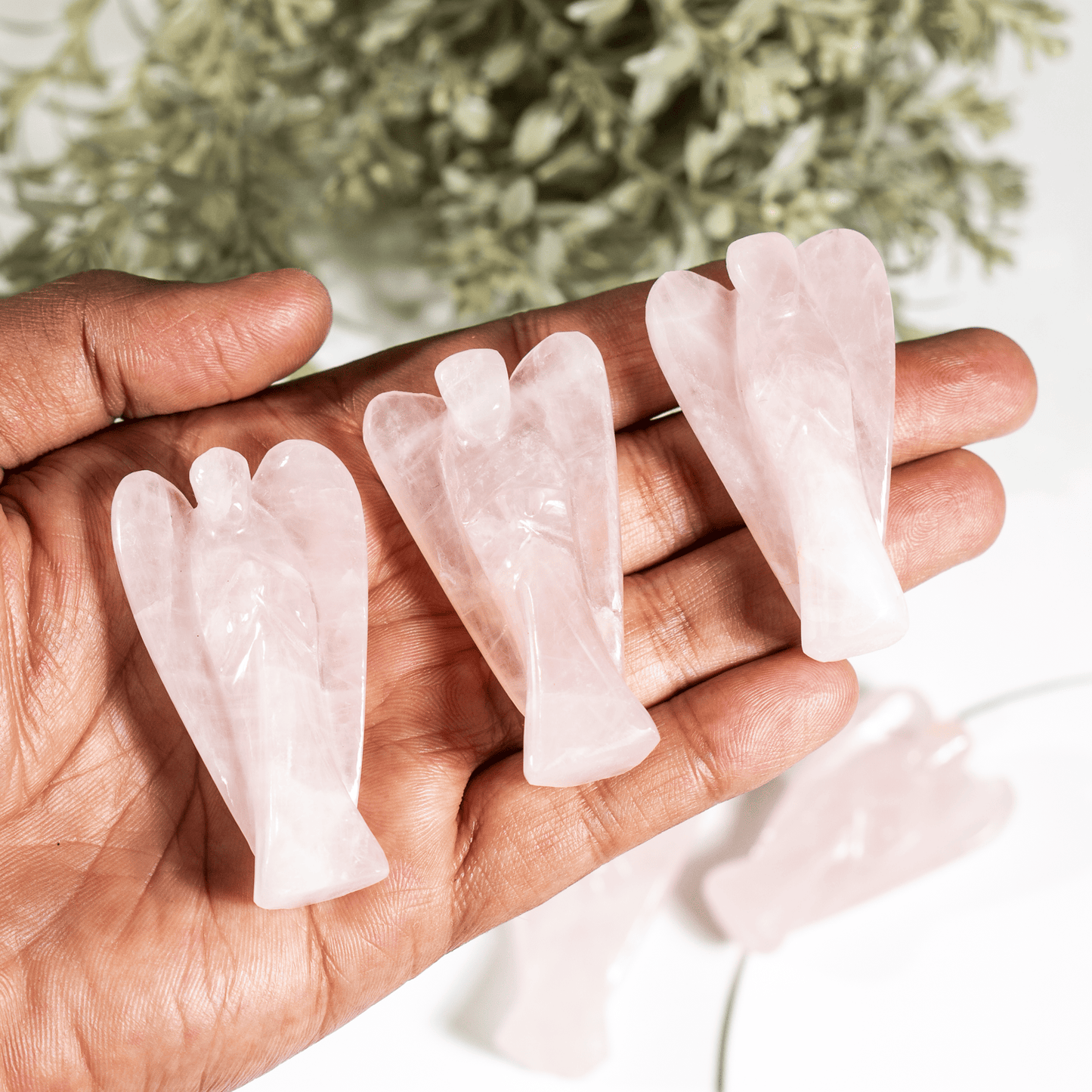 2'' Rose Quartz Angel, Gemstone Peace Angel