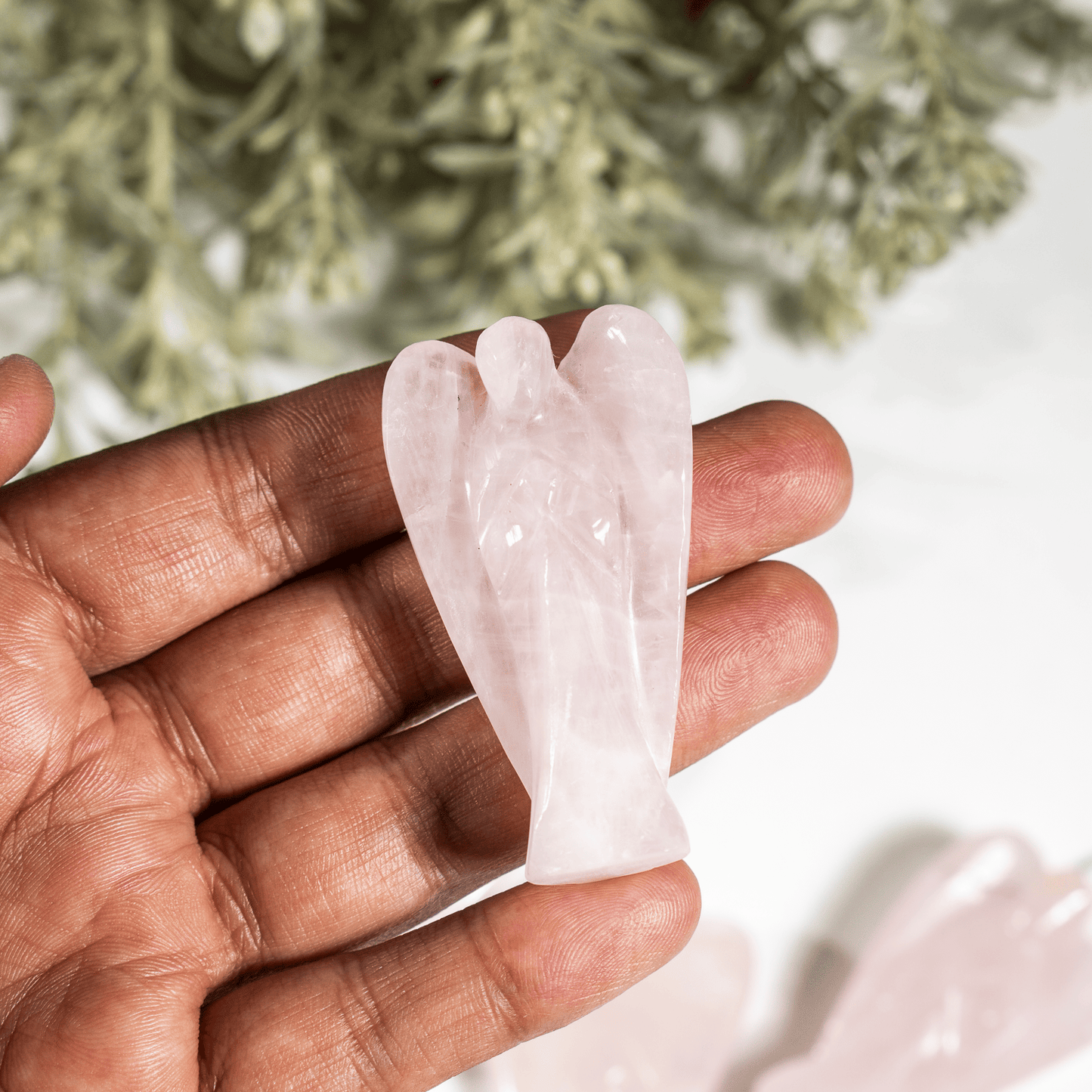 2'' Rose Quartz Angel, Gemstone Peace Angel