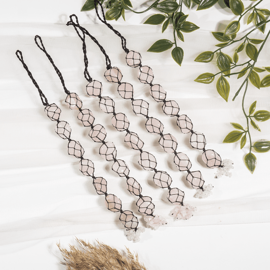 Rose Quartz Tumbled Stone Car Hanger