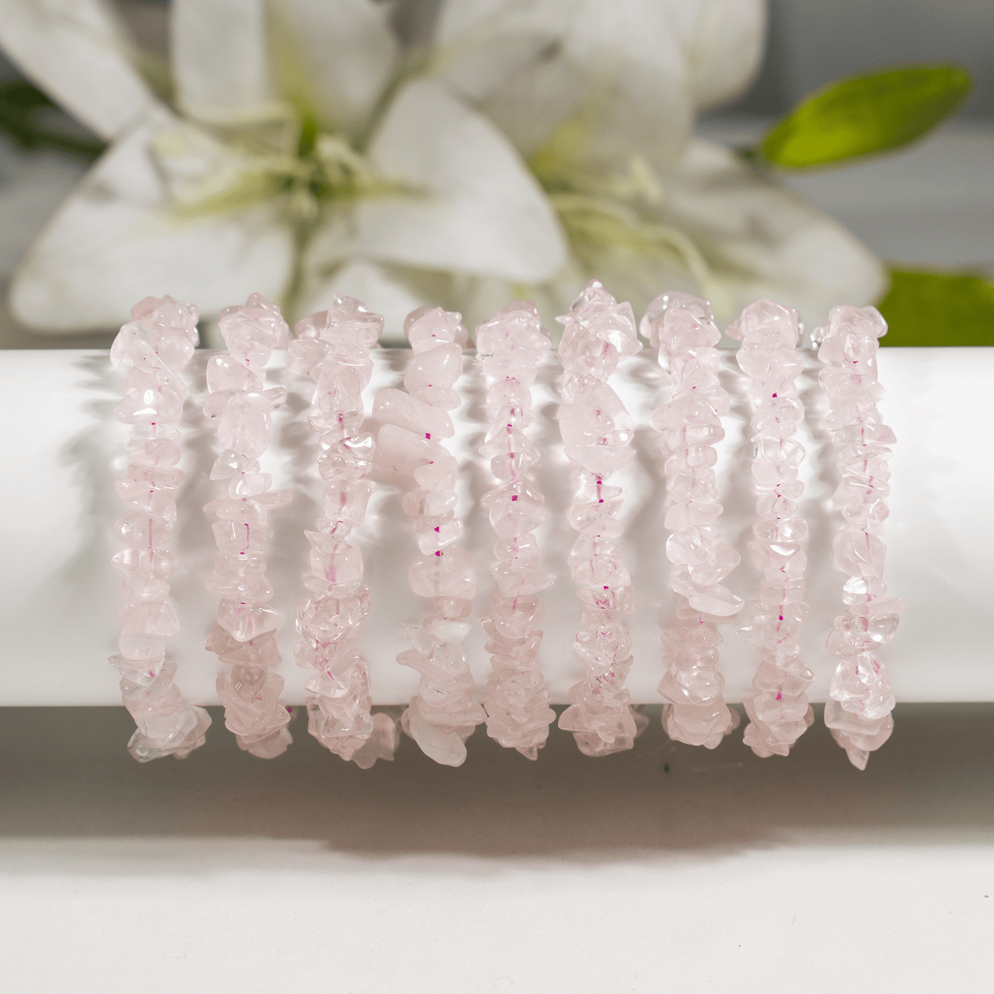 Rose Quartz Gemstone Chip Bracelet