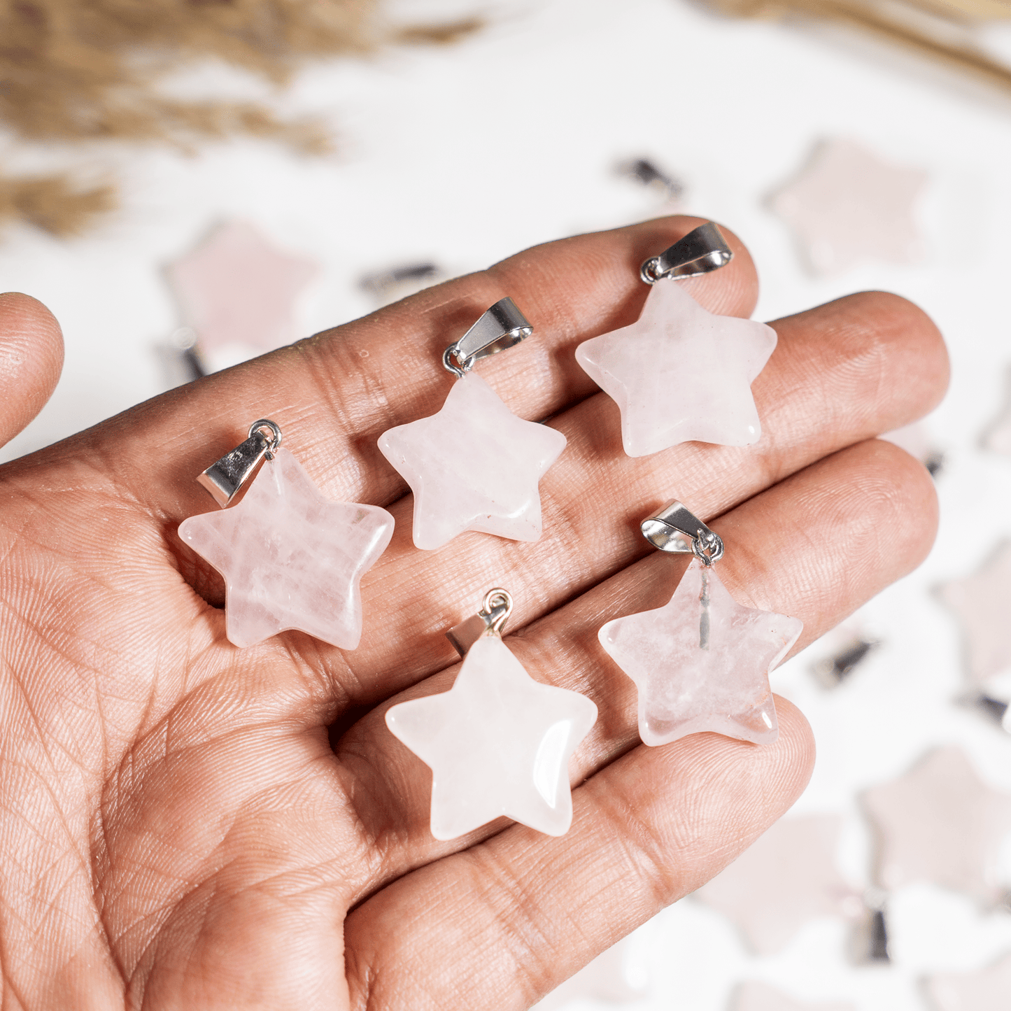 Rose Quartz Crystal Star Pendant | Natural Gemstone Pendant | Crystal Jewelry | Star Charm Pendant | Gift for Crystal Lovers