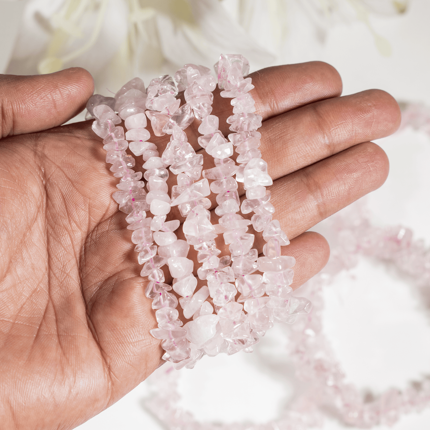 Rose Quartz Gemstone Chip Bracelet