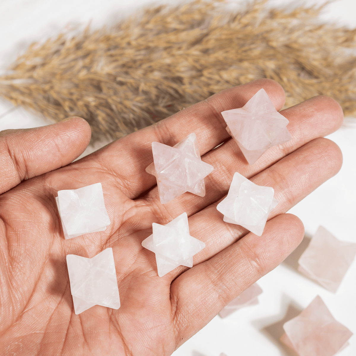 Rose Quartz Merkaba Stars
