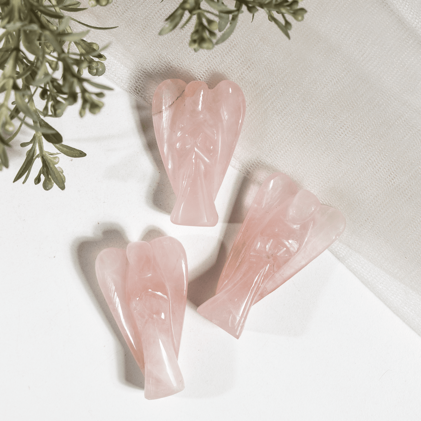 2'' Rose Quartz Angel, Gemstone Peace Angel