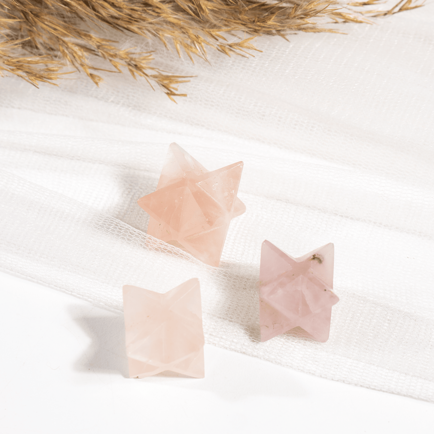 Rose Quartz Merkaba Stars