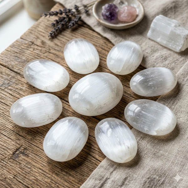 Selenite Palm Stones