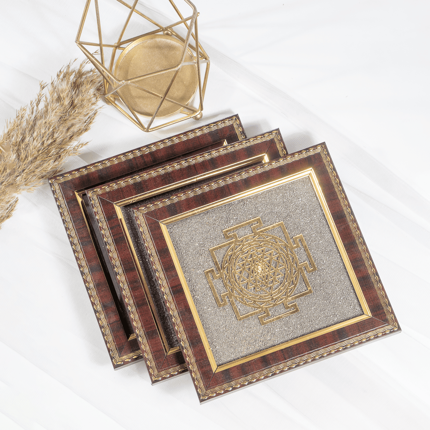 Shree Yantra Frame | Pyrite Dust  | Pyrite Frame  | Home Decor