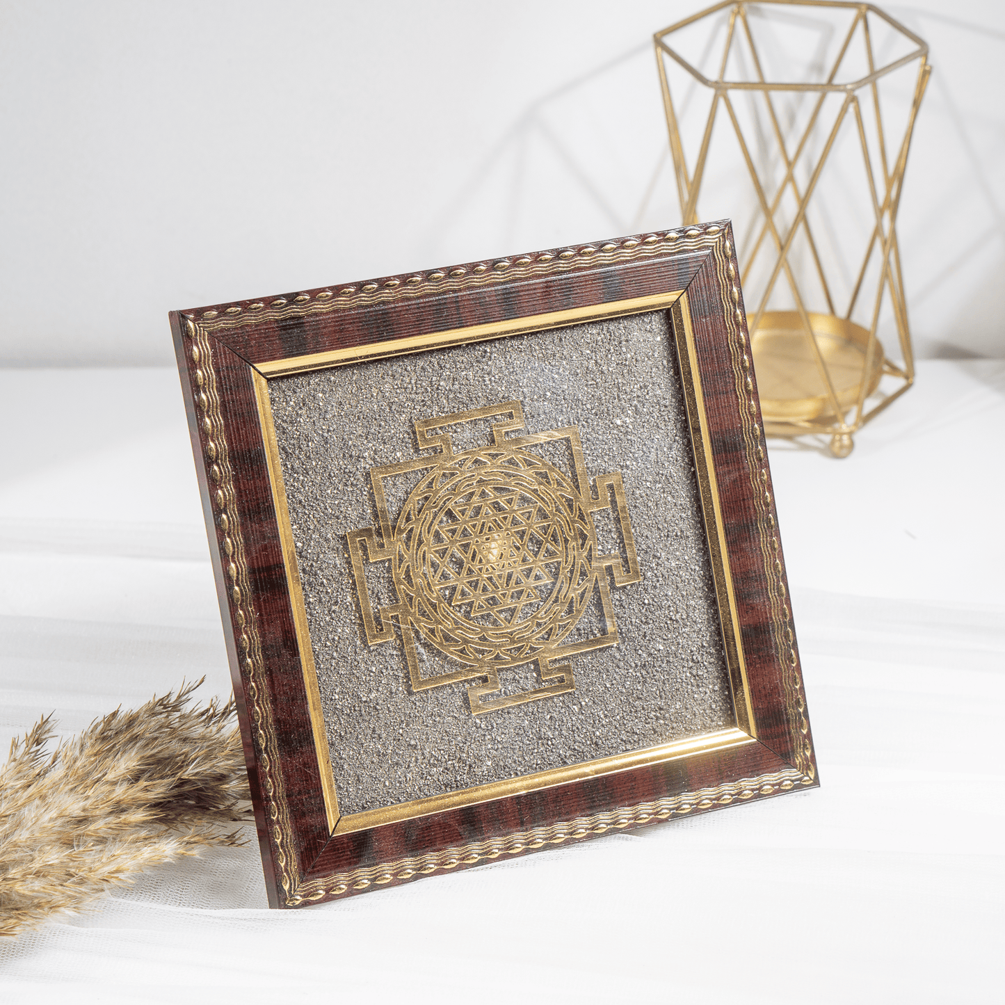 Shree Yantra Frame | Pyrite Dust  | Pyrite Frame  | Home Decor