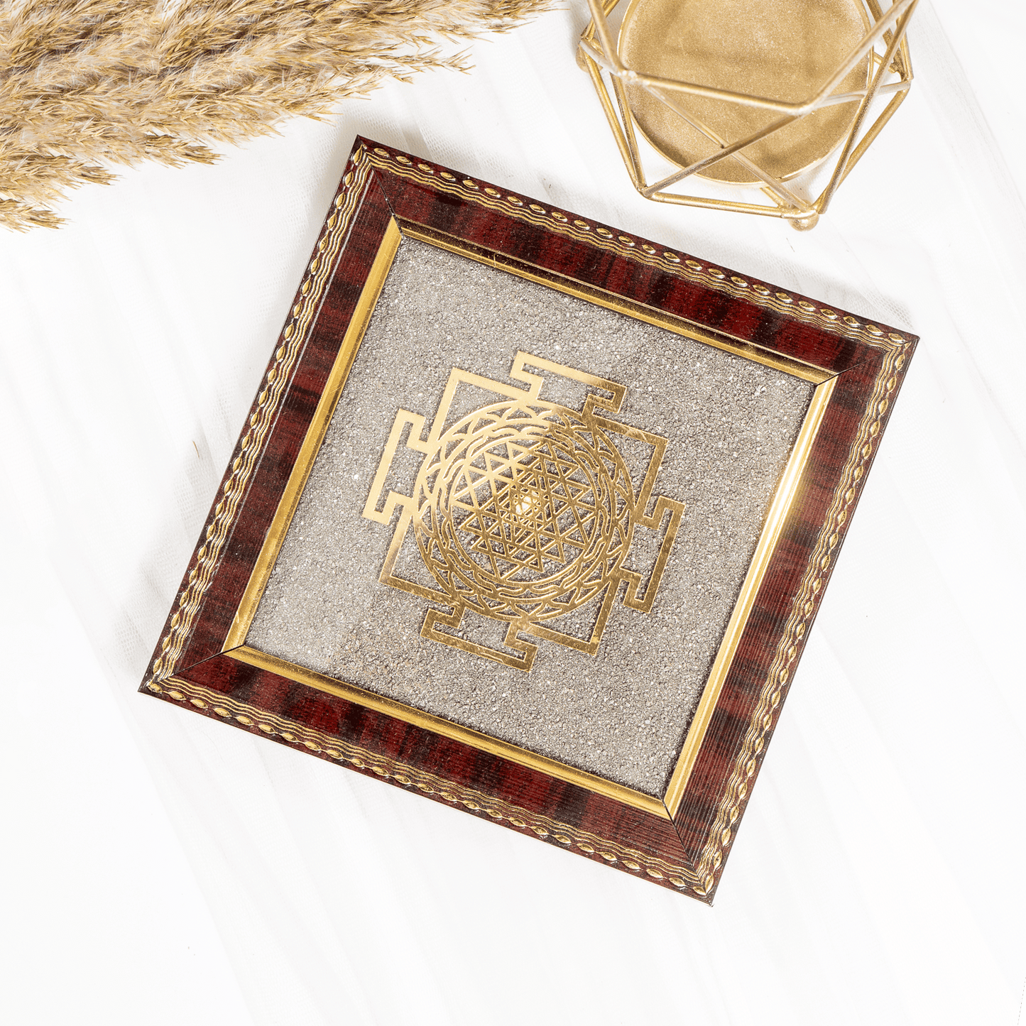 Shree Yantra Frame | Pyrite Dust  | Pyrite Frame  | Home Decor