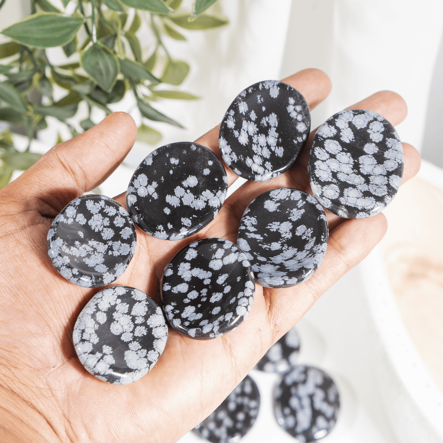 Snowflake Obsidian Worry Stones