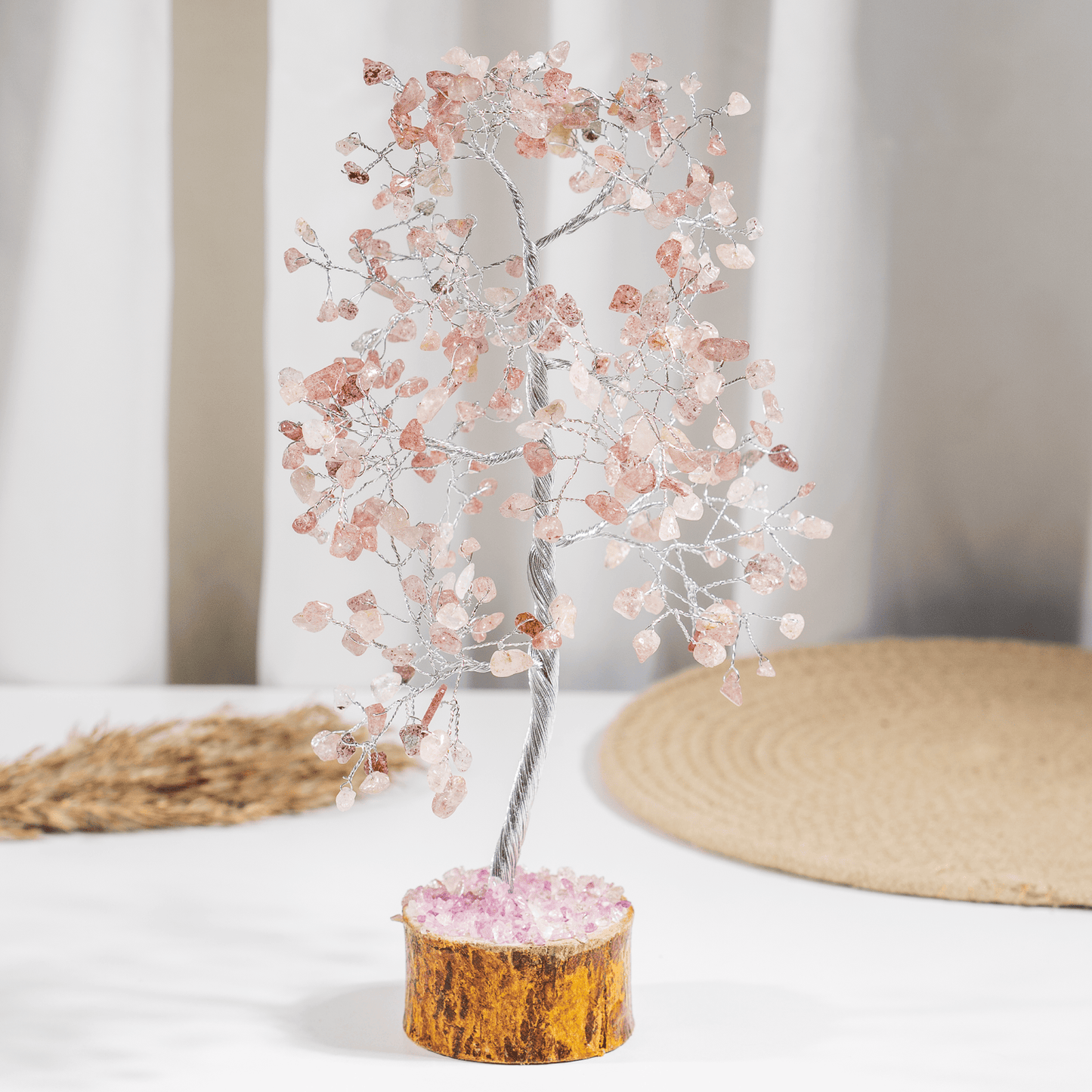 Strawberry Quartz Crystal Tree With 300 Natural Crystal Chips